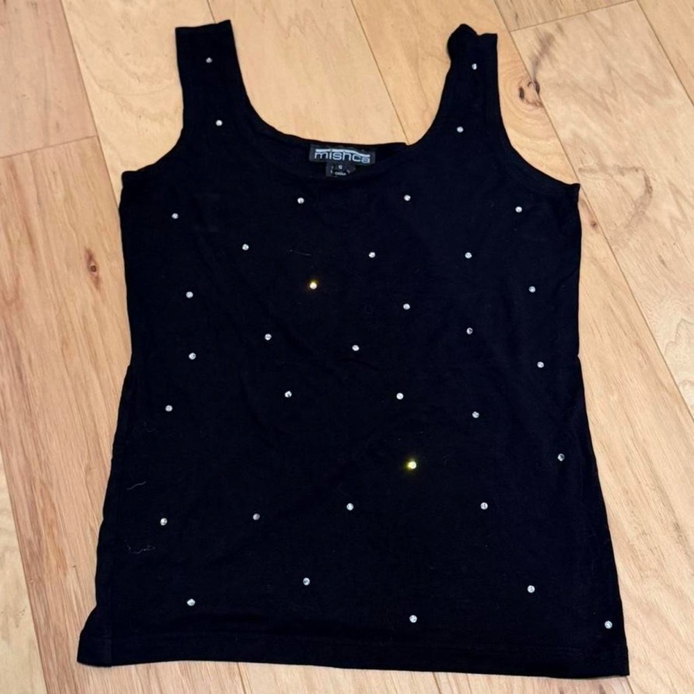 Women's Black Diamond studded Scoop Neck Tank Top - Picture 5 of 7